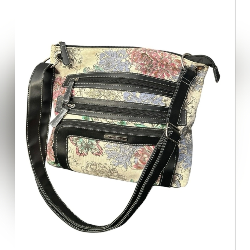 Stone Mountain Accessories Floral Shoulder Bag with Black Accents
